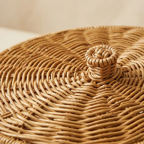Panier à Linge en Rotin — Corbeille avec Couvercle
