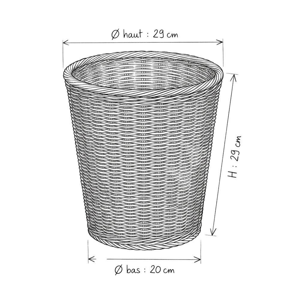 Schema dimensions Corbeille | TOMU