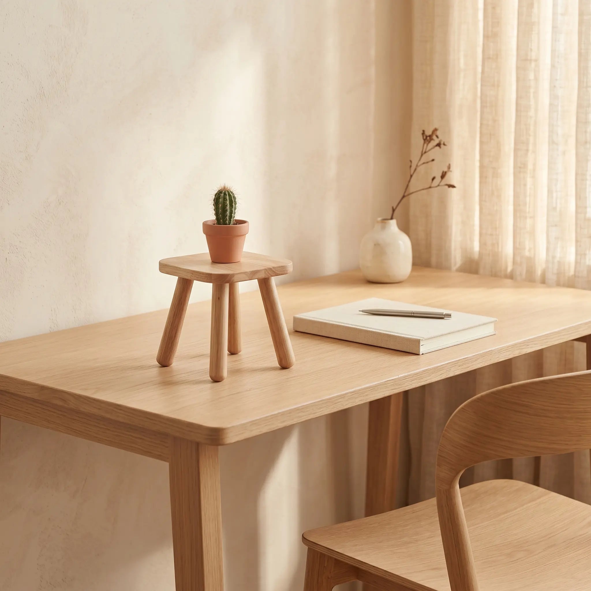 Petit Tabouret Bois — Support Plante Scandinave