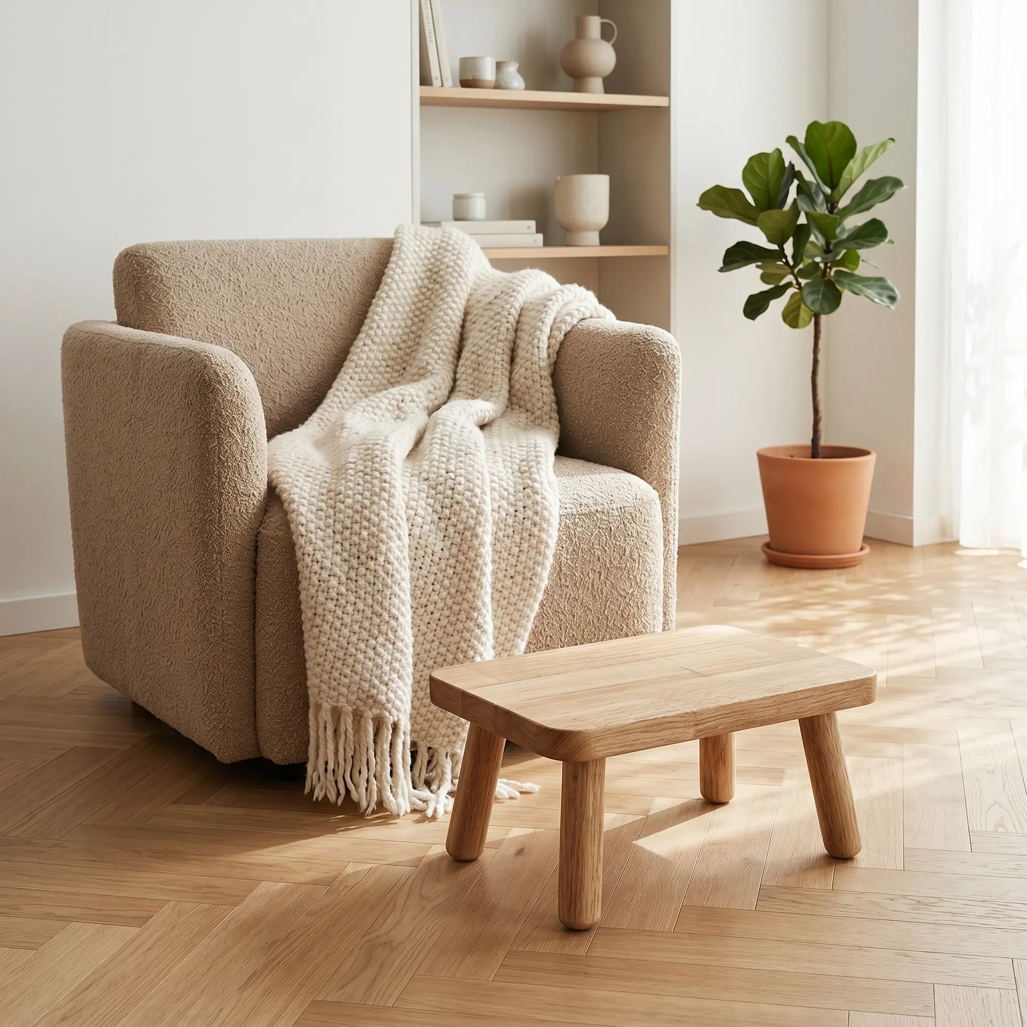 Tabouret Bois Bas — Petit Banc Polyvalent Naturel