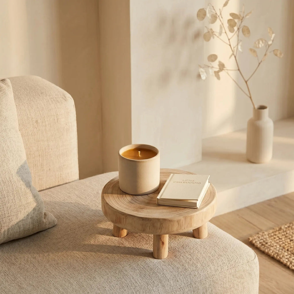 Support Plante Bois — Tabouret Porte-Plante Naturel