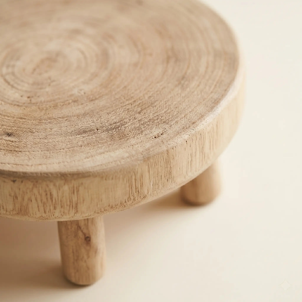 Support Plante Bois — Tabouret Porte-Plante Naturel