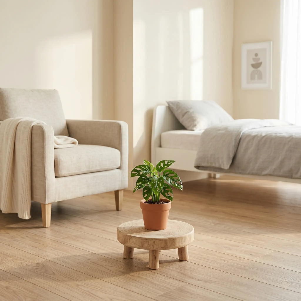 Support Plante Bois — Tabouret Porte-Plante Naturel
