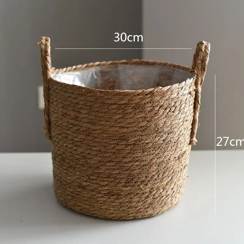 Cache-Pot Tressé Naturel — Panier Décoratif Plantes