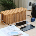 Boîte de Rangement Rotin — Organiseur Câbles & Accessoires