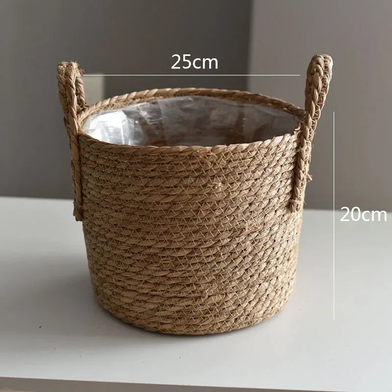 Cache-Pot Tressé Naturel — Panier Décoratif Plantes