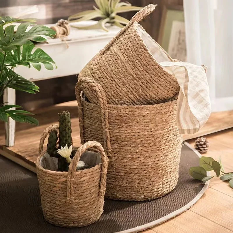 Cache-Pot Tressé Naturel — Panier Décoratif Plantes