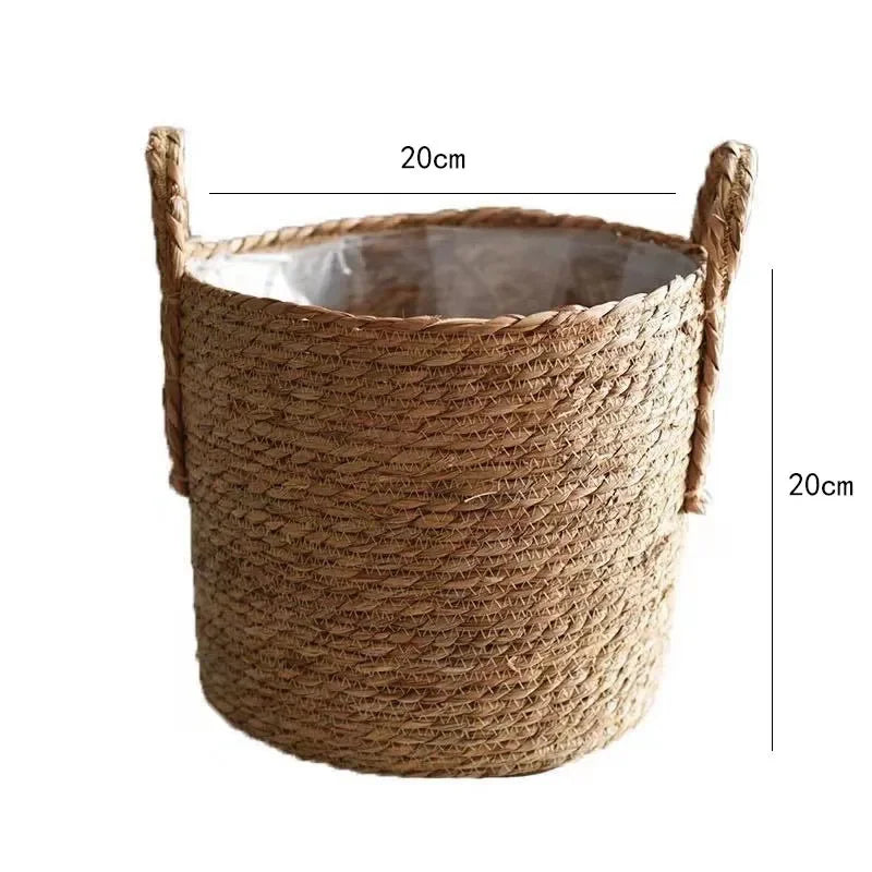 Cache-Pot Tressé Naturel — Panier Décoratif Plantes