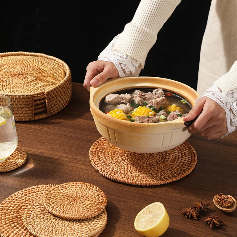 Set de Table & Dessous de Plat — Plateau en Rotin